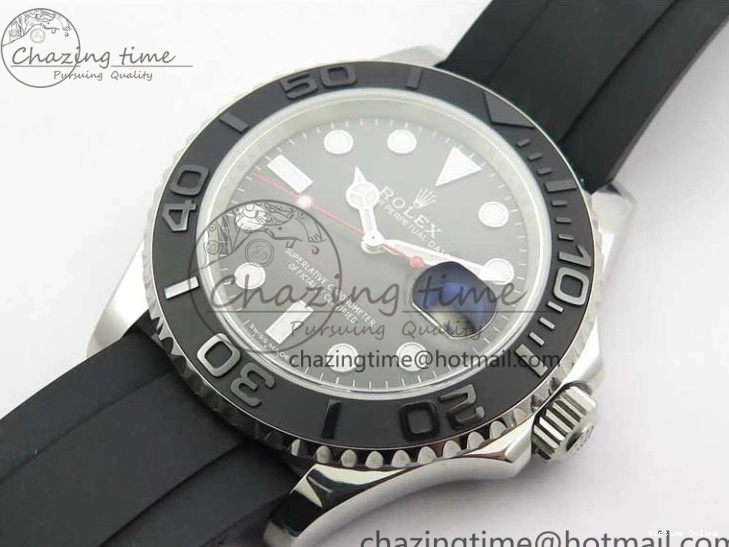 0416 Yacht-Master 116655 ARF SS Custom Made Black Ceramic Bezel on Oysterflex Rubber Strap A HighPerformance 3064